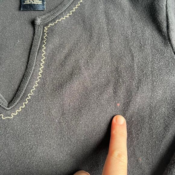 Vintage 90s/Y2K Sonoma Jean Company Embroidered Black Top 3/4 Sleeve size medium - Picture 5 of 6